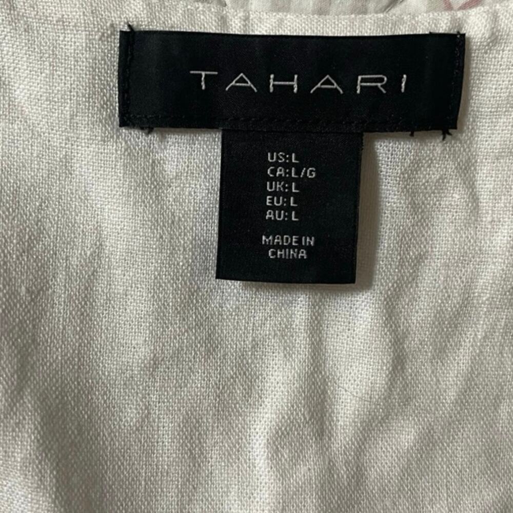 Tahari Linen Blend Button Vest Top Large White Minimalist Chic Coastal - Picture 8 of 9